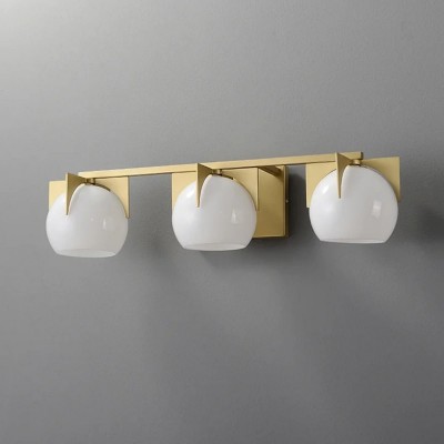 Ron Modern 3-Light White Ball Brass Wall Light Ron Modern 3-Light White Ball Brass Wall Light