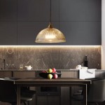 Rennie Minimalist Bowl Ribbed Glass Pendant Light