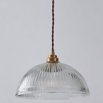 Rennie Minimalist Bowl Ribbed Glass Pendant Light
