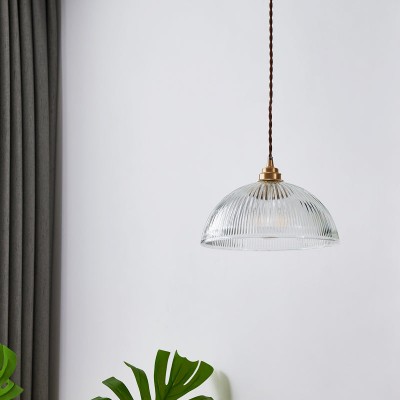 Rennie Minimalist Bowl Ribbed Glass Pendant Light Rennie Minimalist Bowl Ribbed Glass Pendant Light