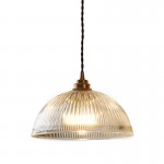 Rennie Minimalist Bowl Ribbed Glass Pendant Light