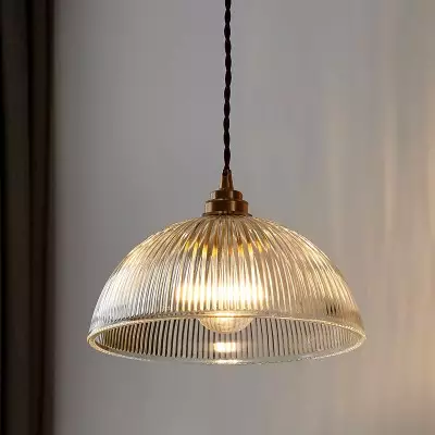 Rennie Minimalist Bowl Ribbed Glass Pendant Light Rennie Minimalist Bowl Ribbed Glass Pendant Light