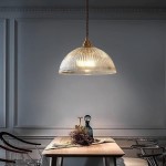Rennie Minimalist Bowl Ribbed Glass Pendant Light