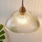 Rennie Minimalist Bowl Ribbed Glass Pendant Light