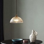Rennie Minimalist Bowl Ribbed Glass Pendant Light