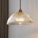 Rennie Minimalist Bowl Ribbed Glass Pendant Light