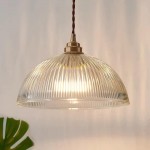 Rennie Minimalist Bowl Ribbed Glass Pendant Light