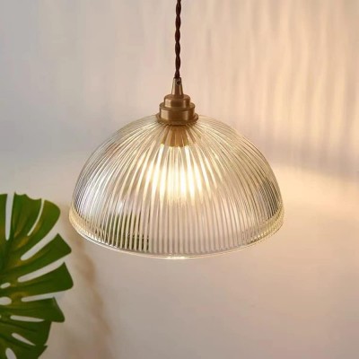 Rennie Minimalist Bowl Ribbed Glass Pendant Light Rennie Minimalist Bowl Ribbed Glass Pendant Light