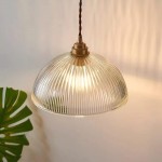 Rennie Minimalist Bowl Ribbed Glass Pendant Light