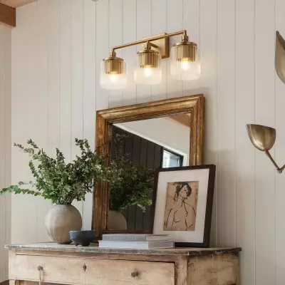 Cerys Modern 3-Light Ribbed Glass Cylinder Sconce Cerys Modern 3-Light Ribbed Glass Cylinder Sconce