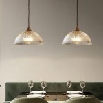 Rennie Minimalist Bowl Ribbed Glass Pendant Light
