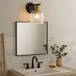 Lucienne Modern 9” Black Ribbed Glass Wall Light Lucienne Modern 9” Black Ribbed Glass Wall Light