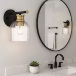 Lucienne Modern 9” Black Ribbed Glass Wall Light Lucienne Modern 9” Black Ribbed Glass Wall Light