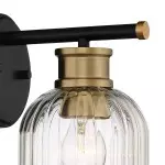 Lucienne Modern 9” Black Ribbed Glass Wall Light Lucienne Modern 9” Black Ribbed Glass Wall Light