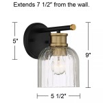 Lucienne Modern 9” Black Ribbed Glass Wall Light Lucienne Modern 9” Black Ribbed Glass Wall Light