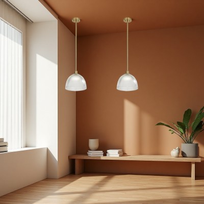 Mellor Modern 12” Ribbed Glass 360 Pendant Light Mellor Modern 12” Ribbed Glass 360 Pendant Light