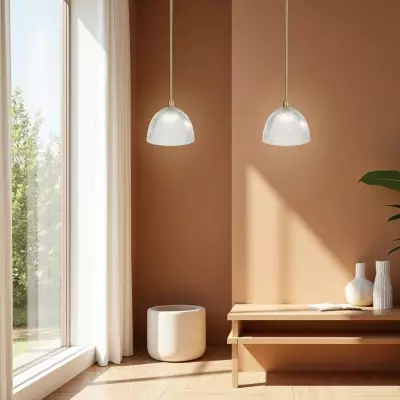 Mellor Modern 12” Ribbed Glass 360 Pendant Light Mellor Modern 12” Ribbed Glass 360 Pendant Light