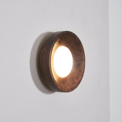 Temperley Japanese Round LED Wood Indoor Wall Light Temperley Japanese Round LED Wood Indoor Wall Light