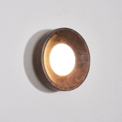 Temperley Japanese Round LED Wood Indoor Wall Light Temperley Japanese Round LED Wood Indoor Wall Light