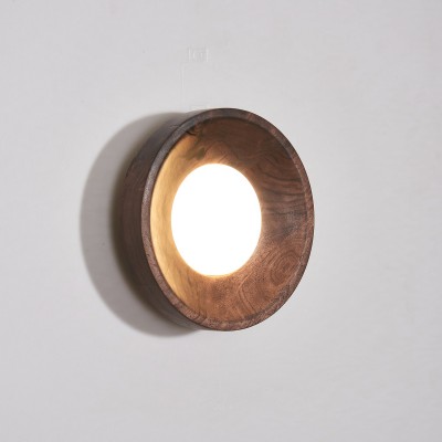 Temperley Japanese Round LED Wood Indoor Wall Light Temperley Japanese Round LED Wood Indoor Wall Light