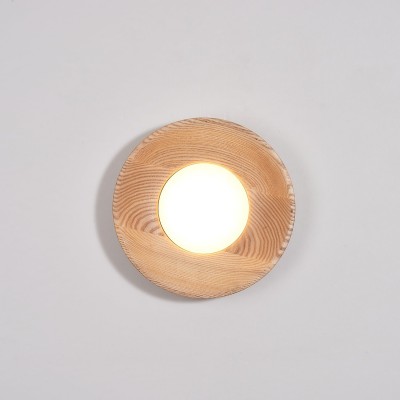 Temperley Japanese Round LED Wood Indoor Wall Light Temperley Japanese Round LED Wood Indoor Wall Light