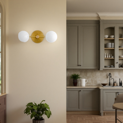 Calen Retro Milk Glass Double Globe Sconce Calen Retro Milk Glass Double Globe Sconce