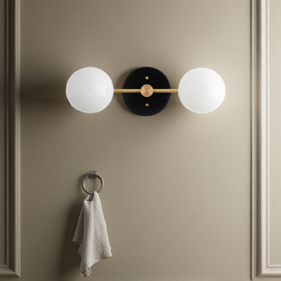 Calen Retro Milk Glass Double Globe Sconce Calen Retro Milk Glass Double Globe Sconce