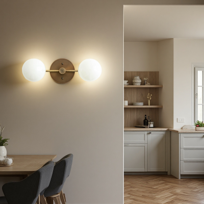 Calen Retro Milk Glass Double Globe Sconce Calen Retro Milk Glass Double Globe Sconce