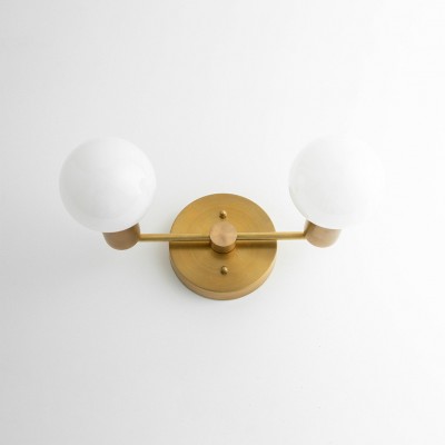 Calen Retro Milk Glass Double Globe Sconce Calen Retro Milk Glass Double Globe Sconce