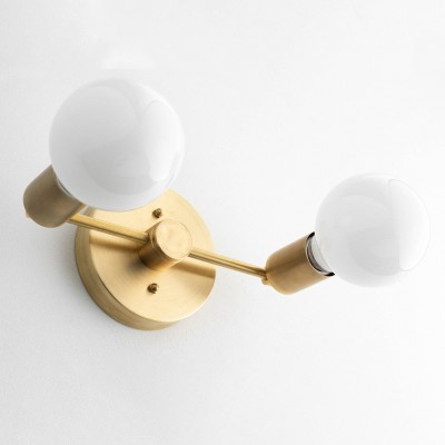 Calen Retro Milk Glass Double Globe Sconce Calen Retro Milk Glass Double Globe Sconce