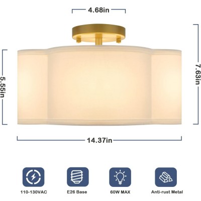 Lisi Modern Fabric Semi Flush Mount Ceiling Light Lisi Modern Fabric Semi Flush Mount Ceiling Light