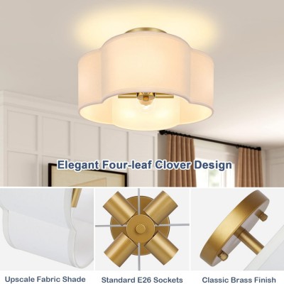 Lisi Modern Fabric Semi Flush Mount Ceiling Light Lisi Modern Fabric Semi Flush Mount Ceiling Light