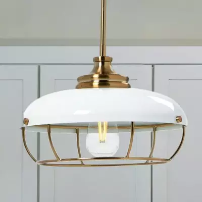 Muir Industrial Caged Dome Metal Pendant Light Muir Industrial Caged Dome Metal Pendant Light