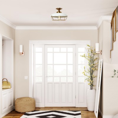 Muir Industrial Caged Dome Metal Semi-Flush Mount Ceiling Light Muir Industrial Caged Dome Metal Semi-Flush Mount Ceiling Light