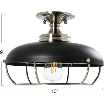 Muir Industrial Caged Dome Metal Semi-Flush Mount Ceiling Light Muir Industrial Caged Dome Metal Semi-Flush Mount Ceiling Light