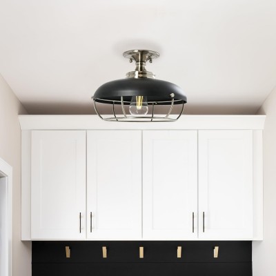 Muir Industrial Caged Dome Metal Semi-Flush Mount Ceiling Light Muir Industrial Caged Dome Metal Semi-Flush Mount Ceiling Light
