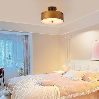 Bruce Vintage Gold Semi Flush Mount Metal Ceiling Light Bruce Vintage Gold Semi Flush Mount Metal Ceiling Light