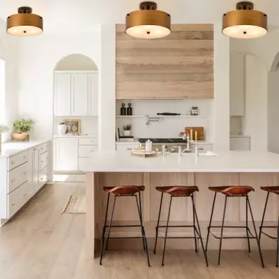 Bruce Vintage Gold Semi Flush Mount Metal Ceiling Light Bruce Vintage Gold Semi Flush Mount Metal Ceiling Light