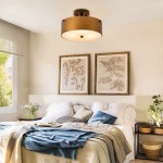 Bruce Vintage Gold Semi Flush Mount Metal Ceiling Light Bruce Vintage Gold Semi Flush Mount Metal Ceiling Light