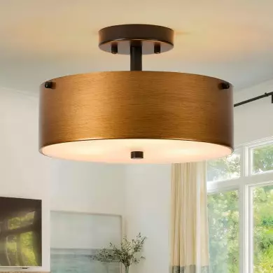 Bruce Vintage Gold Semi Flush Mount Metal Ceiling Light Bruce Vintage Gold Semi Flush Mount Metal Ceiling Light