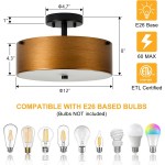 Bruce Vintage Gold Semi Flush Mount Metal Ceiling Light Bruce Vintage Gold Semi Flush Mount Metal Ceiling Light