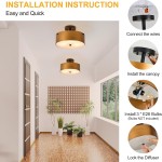 Bruce Vintage Gold Semi Flush Mount Metal Ceiling Light Bruce Vintage Gold Semi Flush Mount Metal Ceiling Light