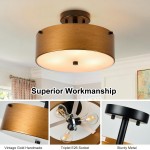 Bruce Vintage Gold Semi Flush Mount Metal Ceiling Light Bruce Vintage Gold Semi Flush Mount Metal Ceiling Light