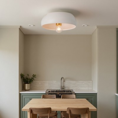 Kalini Farmhouse Round Soft Ceramic Ceiling Light