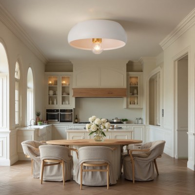 Kalini Farmhouse Round Soft Ceramic Ceiling Light