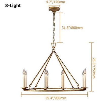 Jock French Gold Wagon Wheel Candle-Shaped Metal Chandelier Jock French Gold Wagon Wheel Candle-Shaped Metal Chandelier