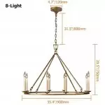 Jock French Gold Wagon Wheel Candle-Shaped Metal Chandelier