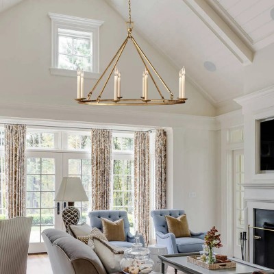 Jock French Gold Wagon Wheel Candle-Shaped Metal Chandelier Jock French Gold Wagon Wheel Candle-Shaped Metal Chandelier