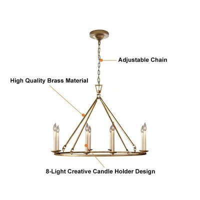 Jock French Gold Wagon Wheel Candle-Shaped Metal Chandelier Jock French Gold Wagon Wheel Candle-Shaped Metal Chandelier