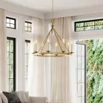 Jock French Gold Wagon Wheel Candle-Shaped Metal Chandelier